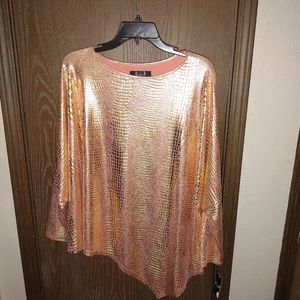AZI - Pink Flashy Faux Gator Print Blouse